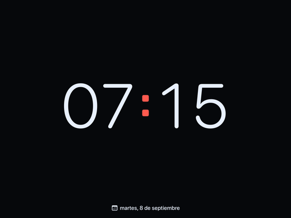 Esfera Digital de Long Lasting Clock en un iPad horizontal, con la fecha en español