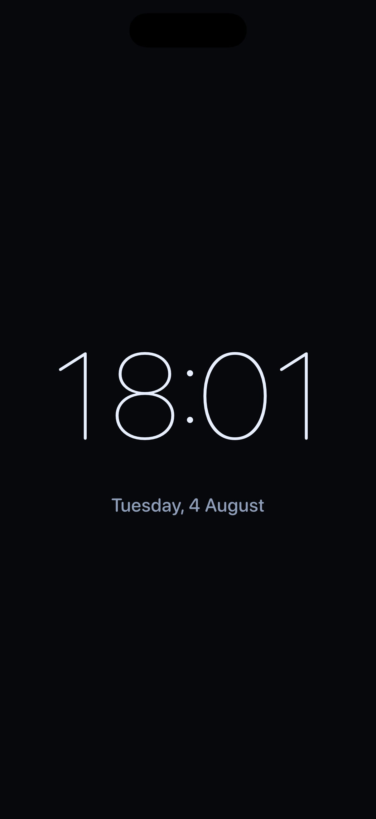 Clock showing 18:01 on iPhone