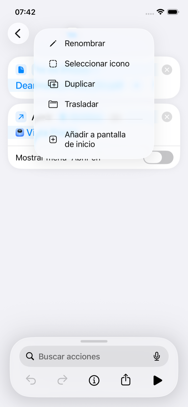 Abre el menú junto al nombre del atajo y elige Añadir a pantalla de inicio.