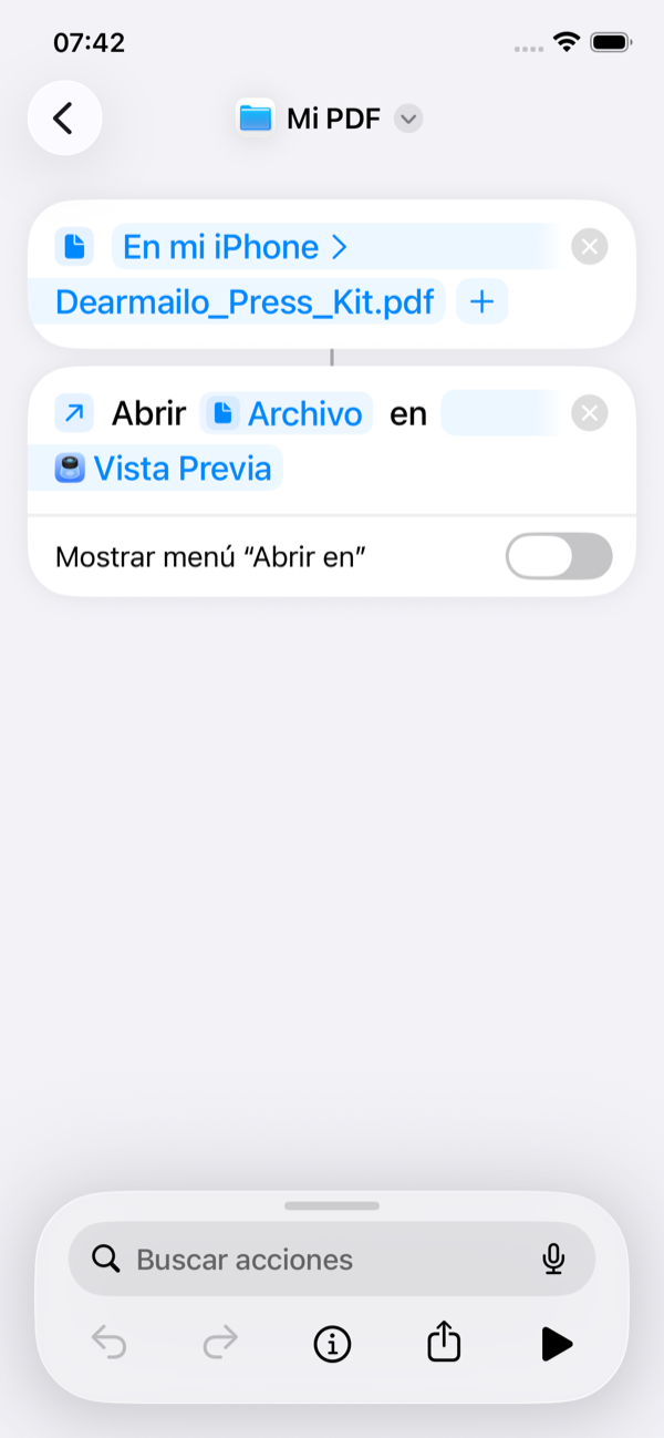 Abrir archivo utiliza el PDF seleccionado en el paso anterior.